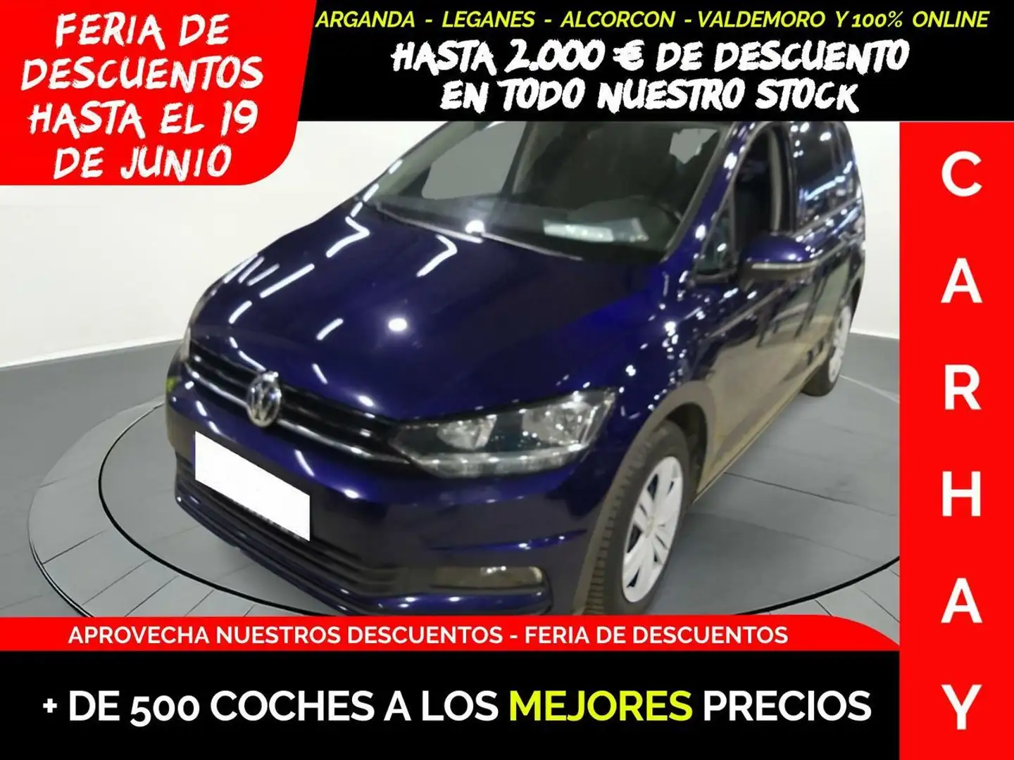 Volkswagen Touran 1.6 TDI SCR TRENDLINE (EU6.2) - 5 PLAZAS Blau - 1