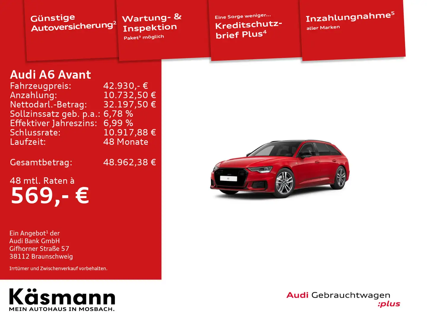 Audi A6 Sport 45TFSI qu 2xS line PANO AHK STDHZ Rot - 2