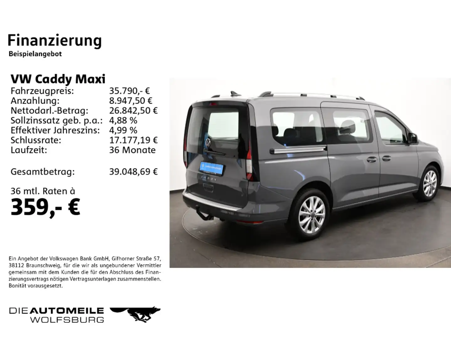 Volkswagen Caddy 2.0TDI DSG Life 7SITZE/AHK/NAVI/LED Grau - 2