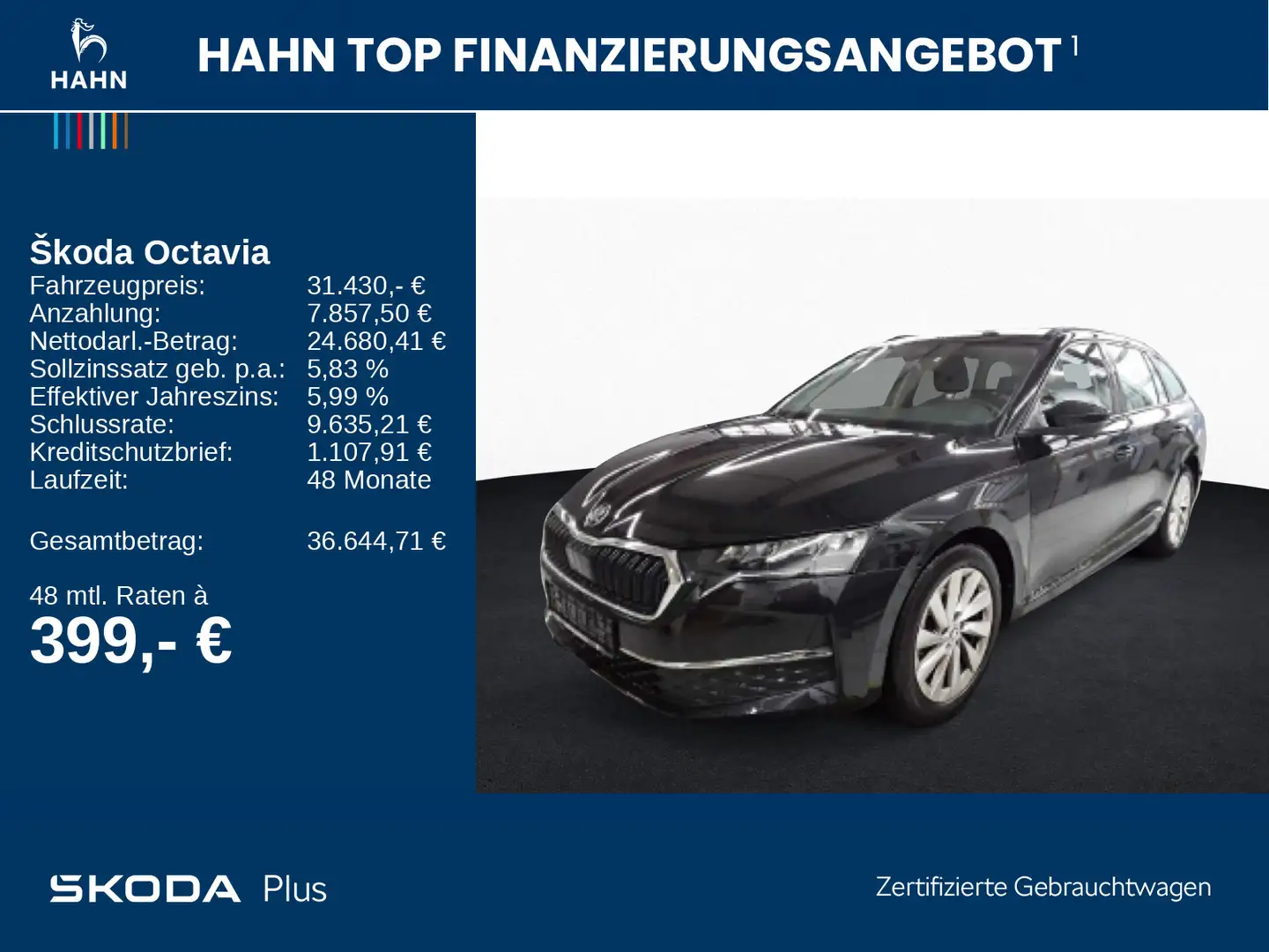 Skoda Octavia Selection 1.5TSI mHEV DSG ACC Nav PDCv/h Schwarz - 2