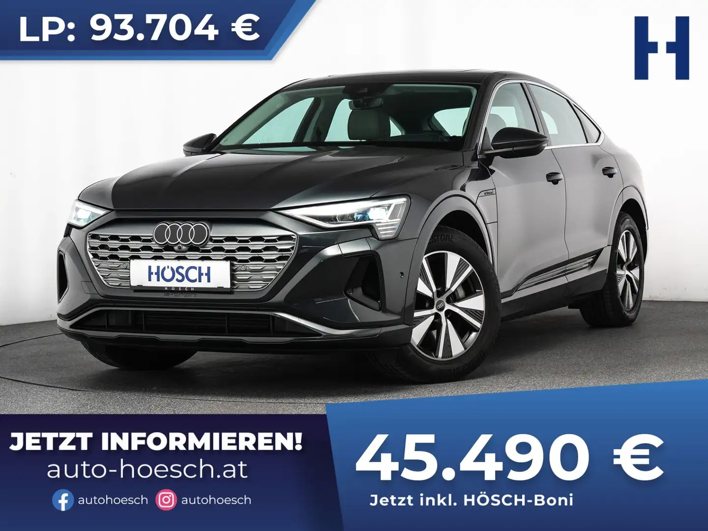 Audi Q8 e-tron SB 50 quattro Adv. PANO AHK LEDER ERSTBESITZ Grau - 1