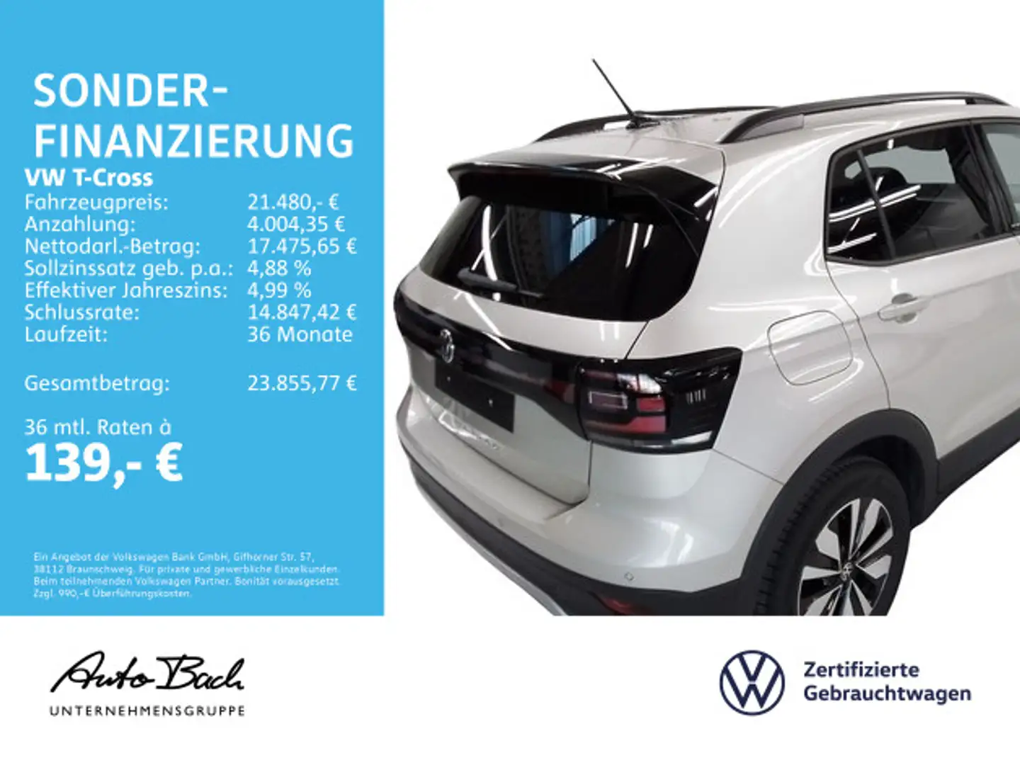 Volkswagen T-Cross 1.0 TSI "MOVE" Navi Climatronic ACC EPH Plateado - 2