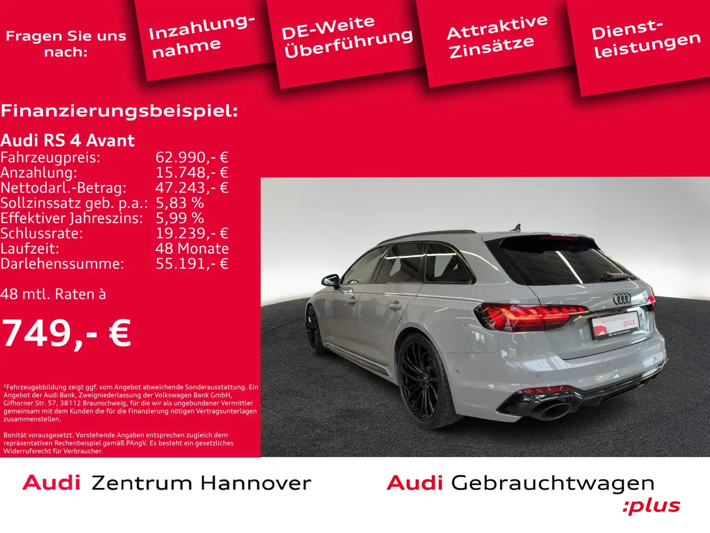 Audi RS4 RS4 Avant 2.9 TFSI qu. Head-Up Pano Matrix B&O A Grau - 2