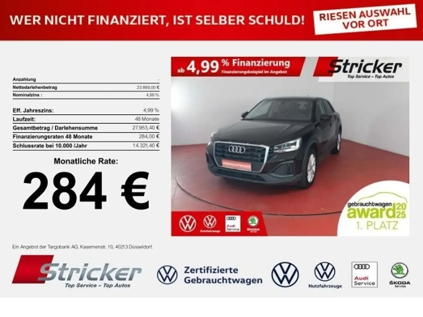 Audi Q2 35 1.5TFSI DSG 284,-ohne Anzahlung Kamera Sitzhei Schwarz - 1