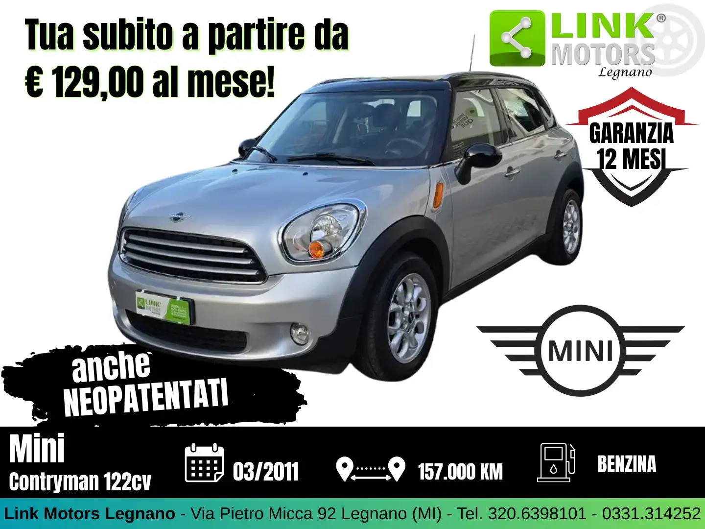 MINI Cooper Countryman 1.6 NEOPATENTATI Zilver - 1