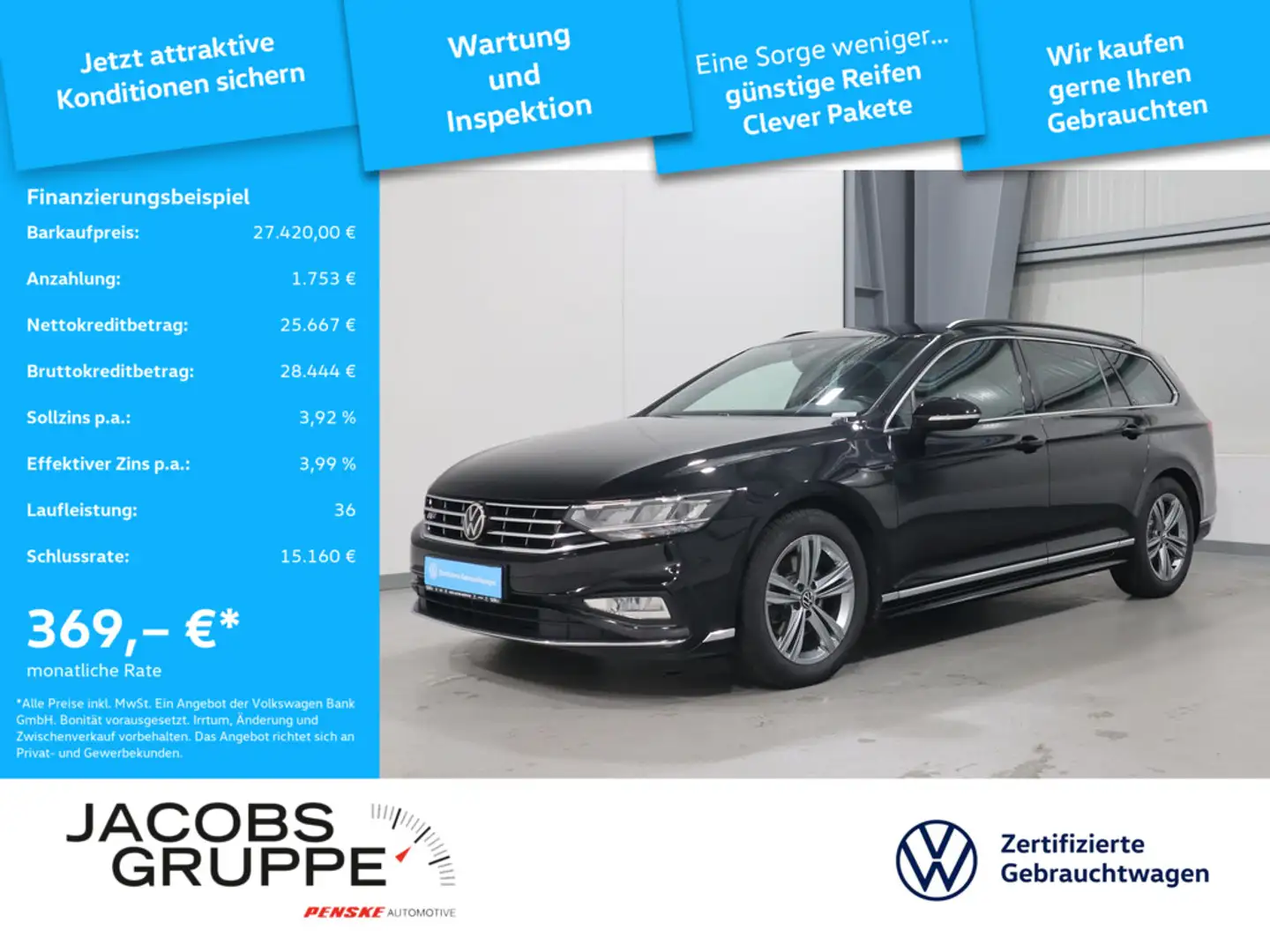 Volkswagen Passat Variant 2.0 TDI DSG Navi*CAM*ACC*LED*SHZ R-Line Schwarz - 1