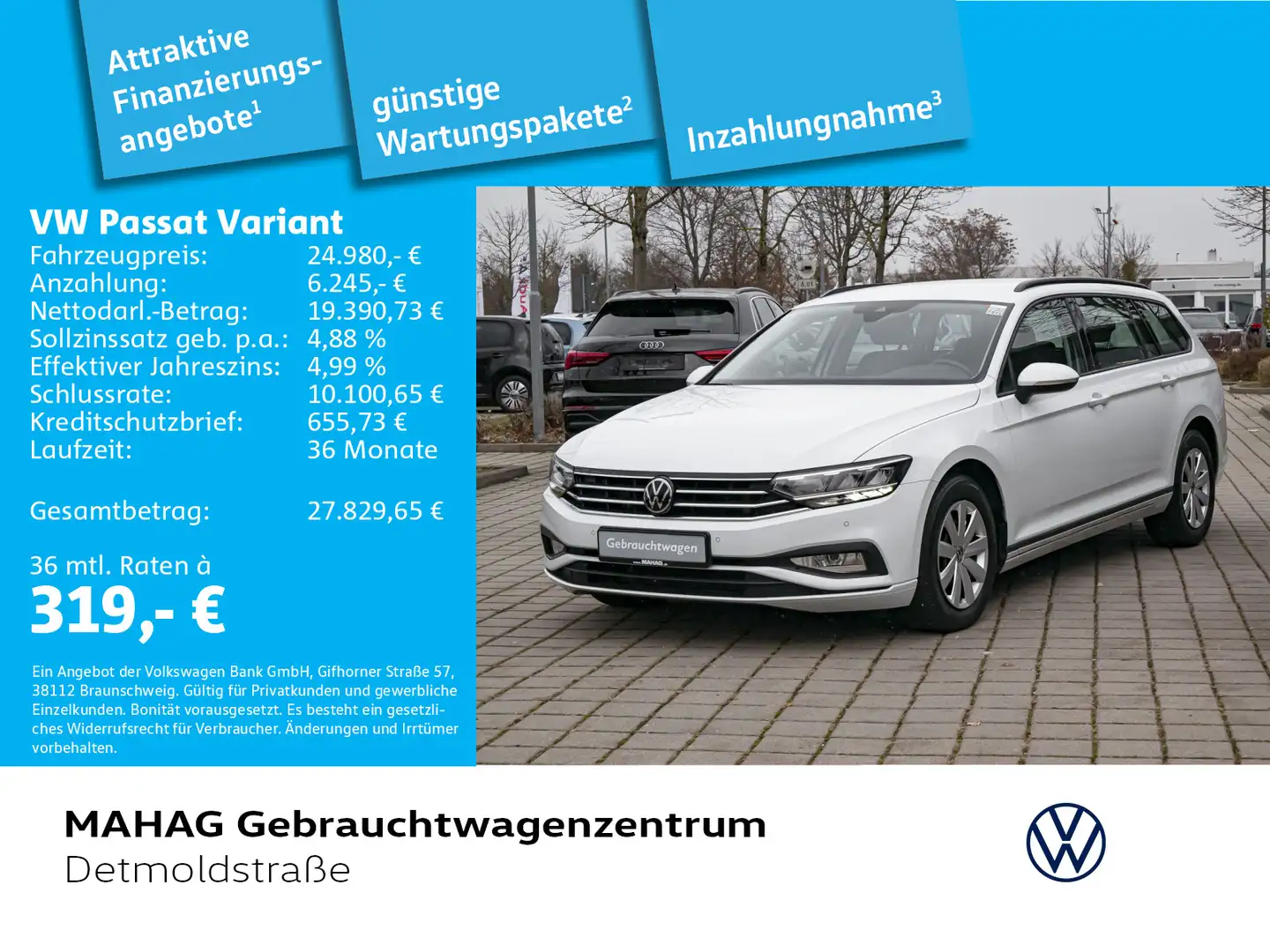 Volkswagen Passat Variant 2.0 TDI Navi LED AHK DSG Weiß - 1