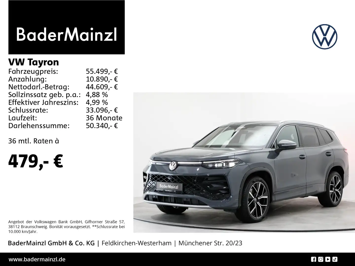 Volkswagen Tayron 2.0 TDI DSG 4M R-Line StdHzg AHK Matrix Grau - 1