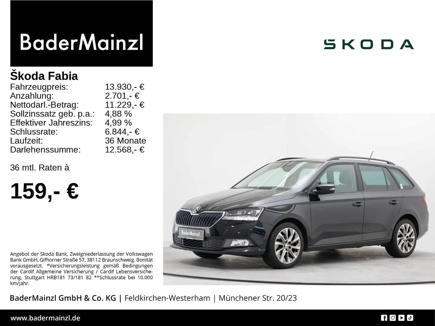 Skoda Fabia Combi 1.0 TSI Ambition PDC SHZ LED CarPlay Schwarz - 1