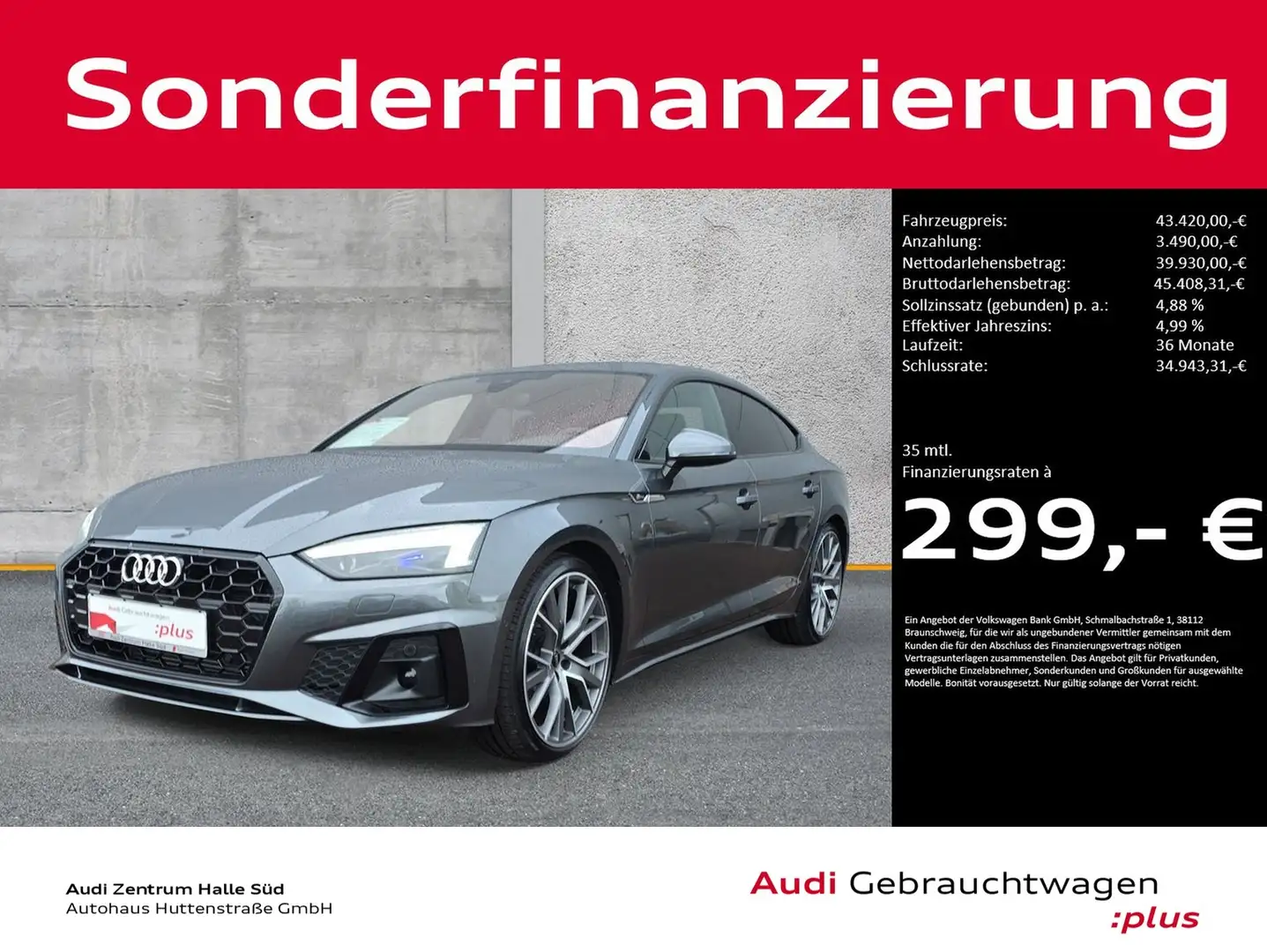 Audi A5 Sportback 35 TFSI S line S-SITZE STANDHZG 20" Grau - 1