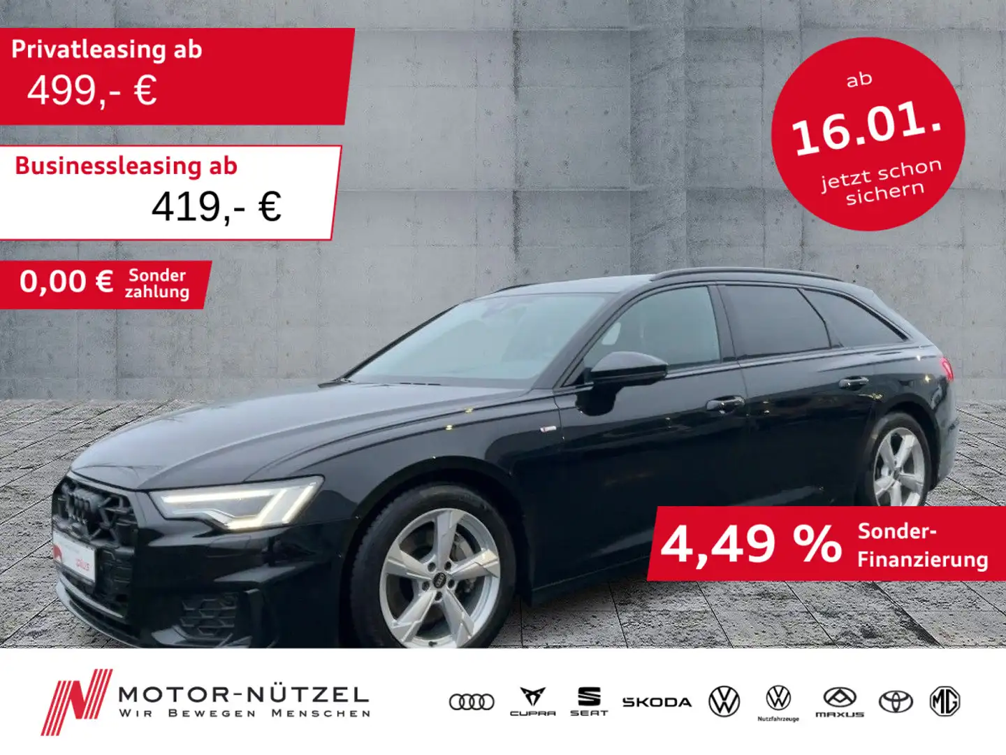 Audi A6 45 TDI QU S-LINE MATRIX+NAV+RFK+ACC+AHK Schwarz - 1