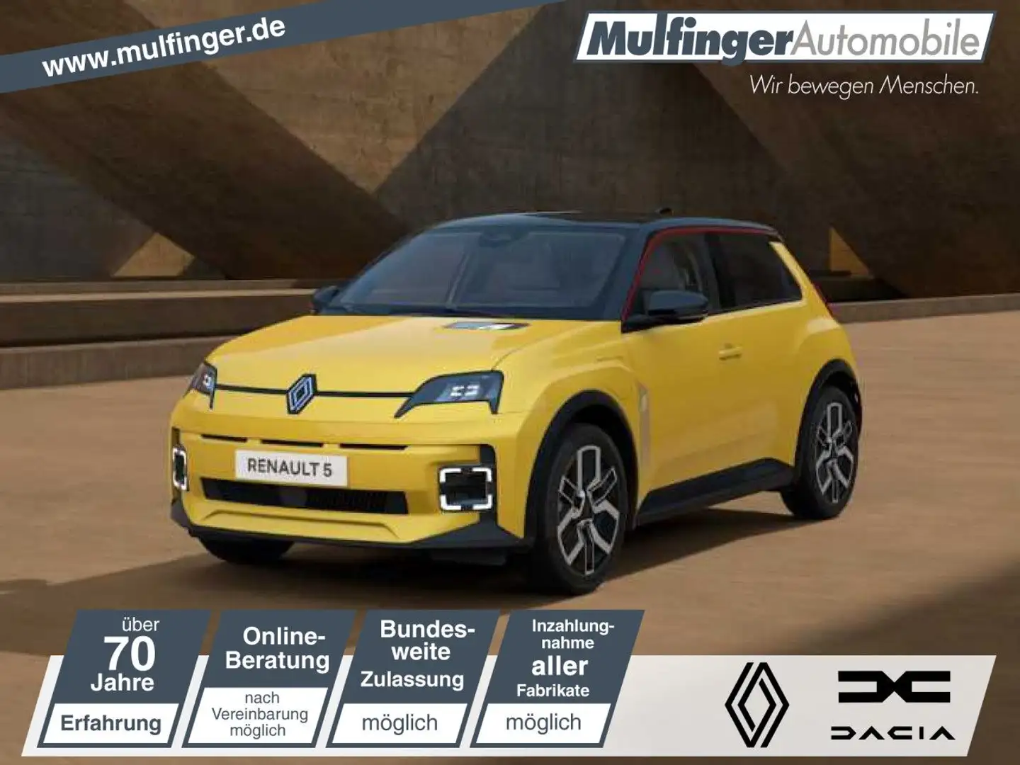 Renault R 5 E-Tech 100% ele. Techno 120 Urban Range ALLWETTER Jaune - 1