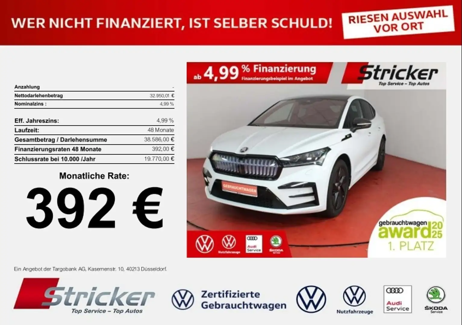 Skoda Enyaq Coupe RS 392,-ohne Anzahlung AHK Pano Canton Weiß - 1