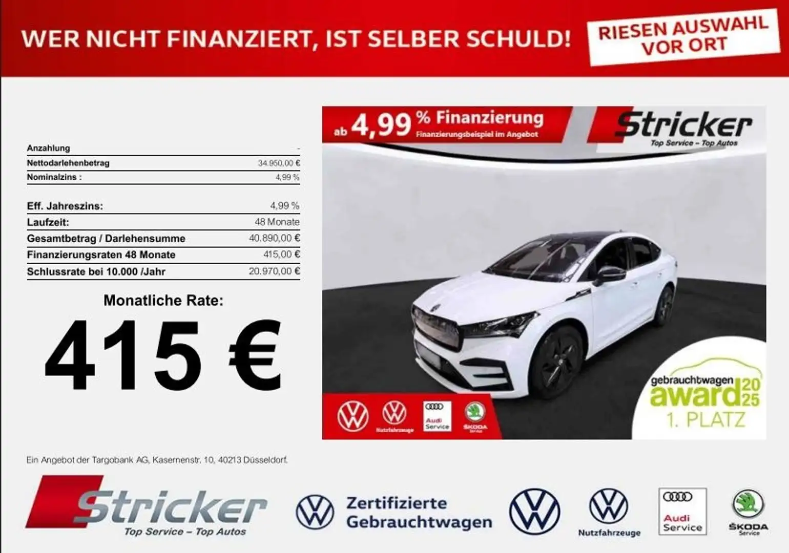 Skoda Enyaq Coupe RS 415,-ohne Anzahlung AHK Pano Canton Weiß - 1