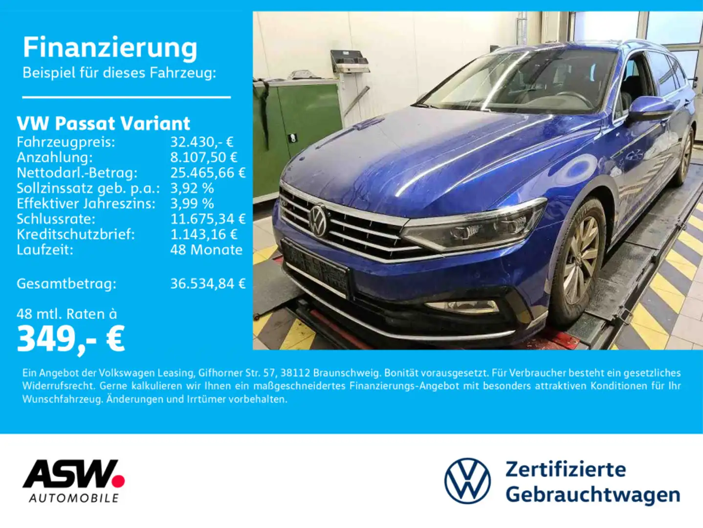 Volkswagen Passat Variant R-Line 2,0 TSI DSG Leder AHK Pano Blau - 1