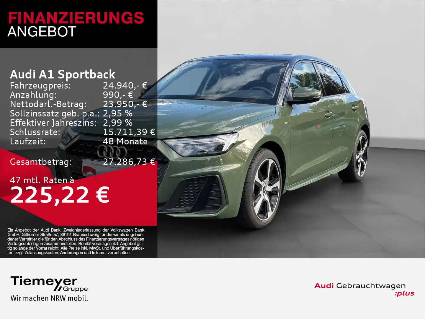 Audi A1 25 TFSI S LINE LM17 LED NAVI PRIVAC Grün - 1