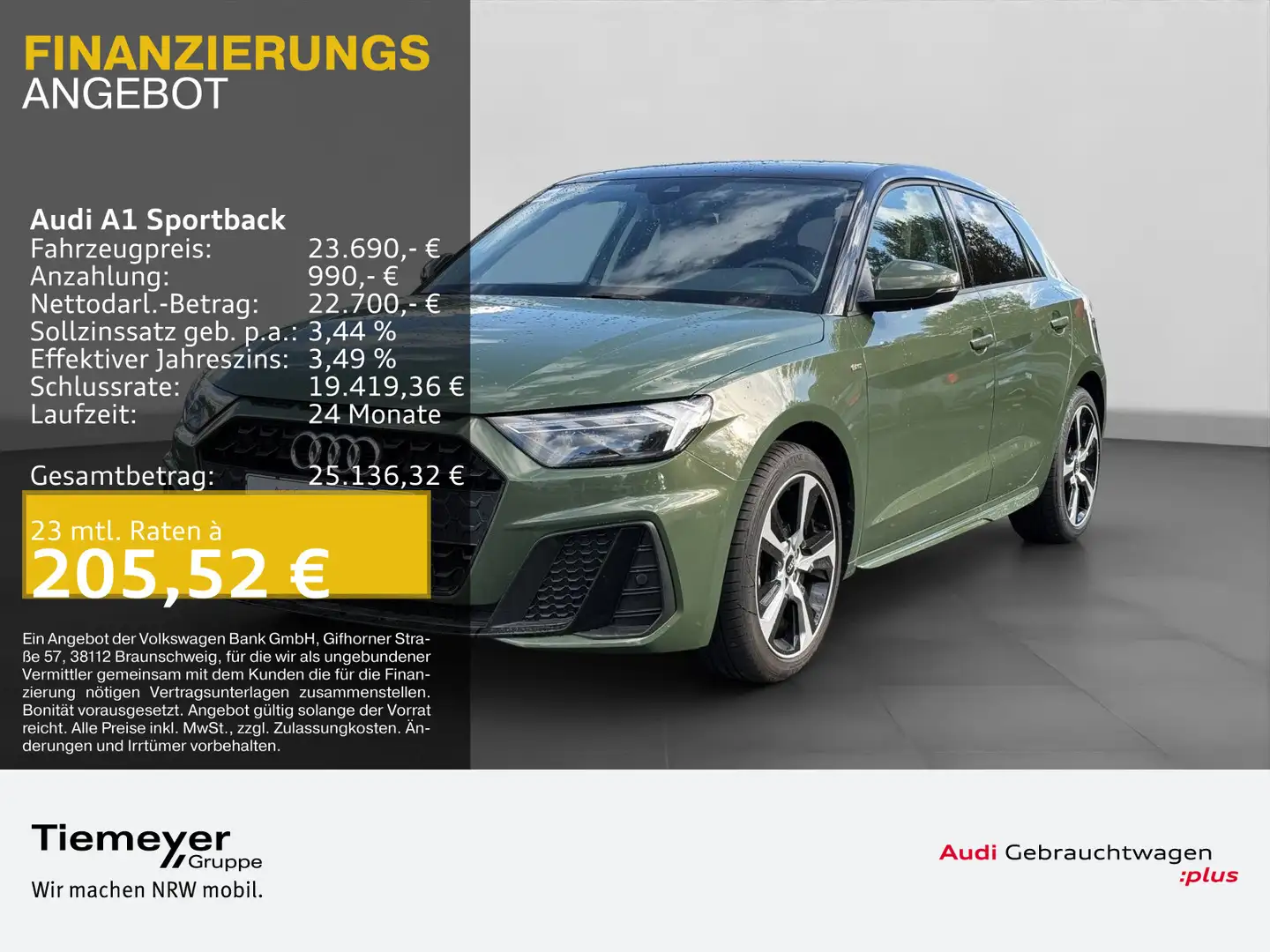 Audi A1 25 TFSI S LINE LM17 LED NAVI PRIVAC Grün - 1