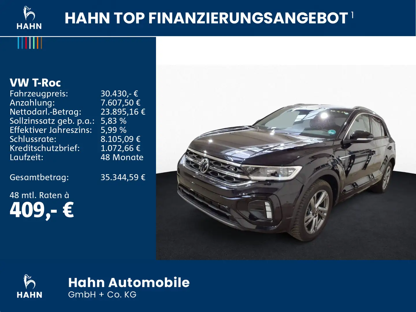 Volkswagen T-Roc 1,5TSI DSG R-Line AHK NAV KAM LED ACC ERGO Schwarz - 2