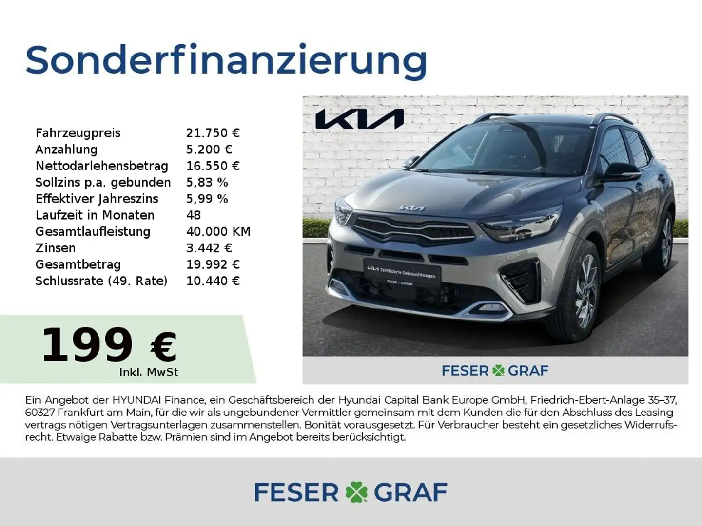 Kia Stonic 1.0T 120 48V GT Line TECHNIK Grau - 1
