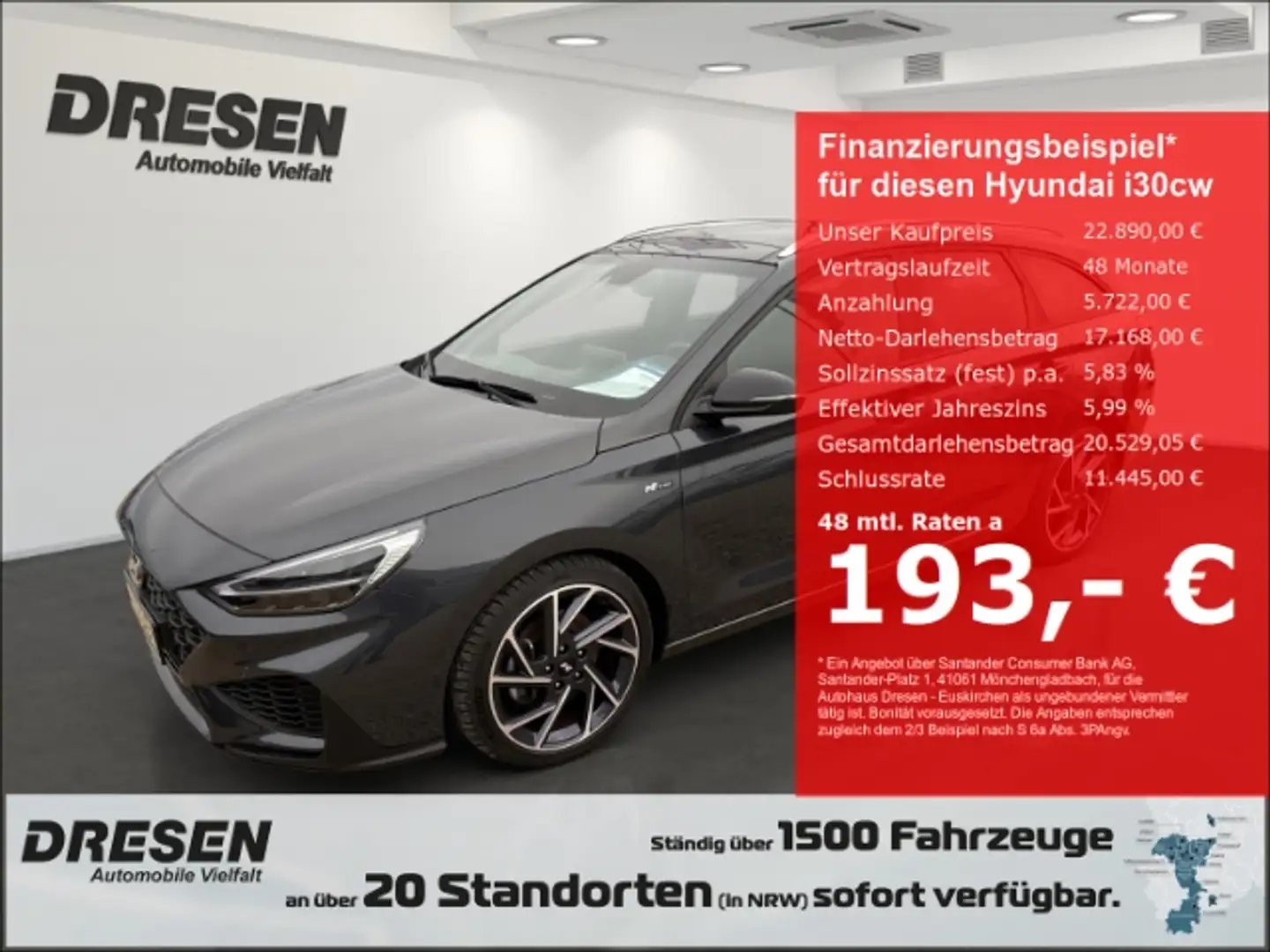 Hyundai i30 1.5 T-GDI N Line DCT 160PS Navi Kamera PDC SHZ Gris - 1