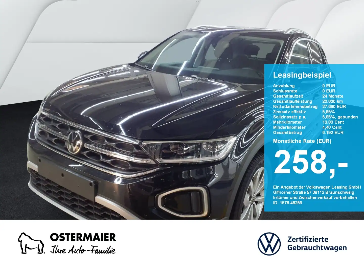 Volkswagen T-Roc STYLE 1.5TSI 150PS DSG NP.42 AHK.NAVI.SZG Zwart - 1