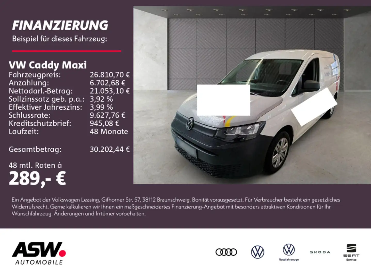 Volkswagen Caddy Caddy Cargo Maxi 2.0 TDI EcoProfi  PDC Klima AHK Weiß - 1