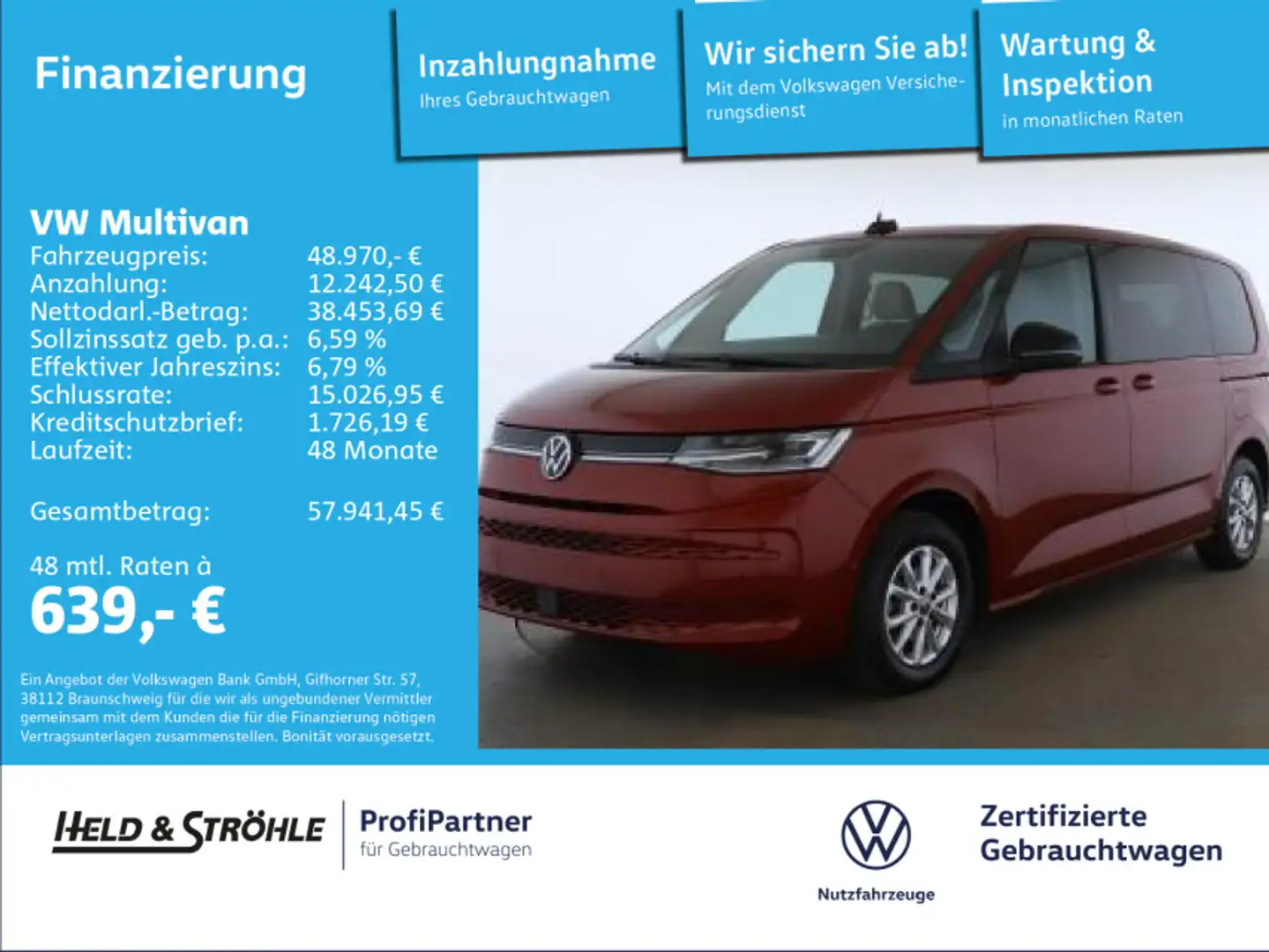 Volkswagen T7 Multivan Life 2.0 TDI DSG 7S AHK PANO IQ-LED NAV Rot - 1