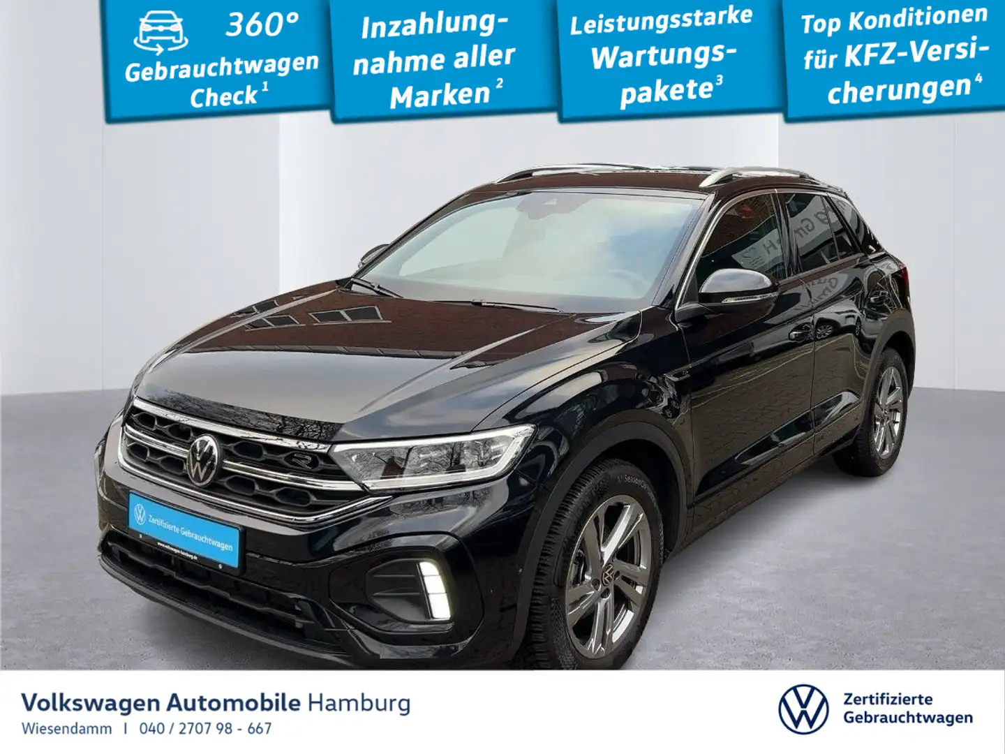 Volkswagen T-Roc 1.5 TSI R-Line DSG AHL Kamera Massagesitz Schwarz - 1