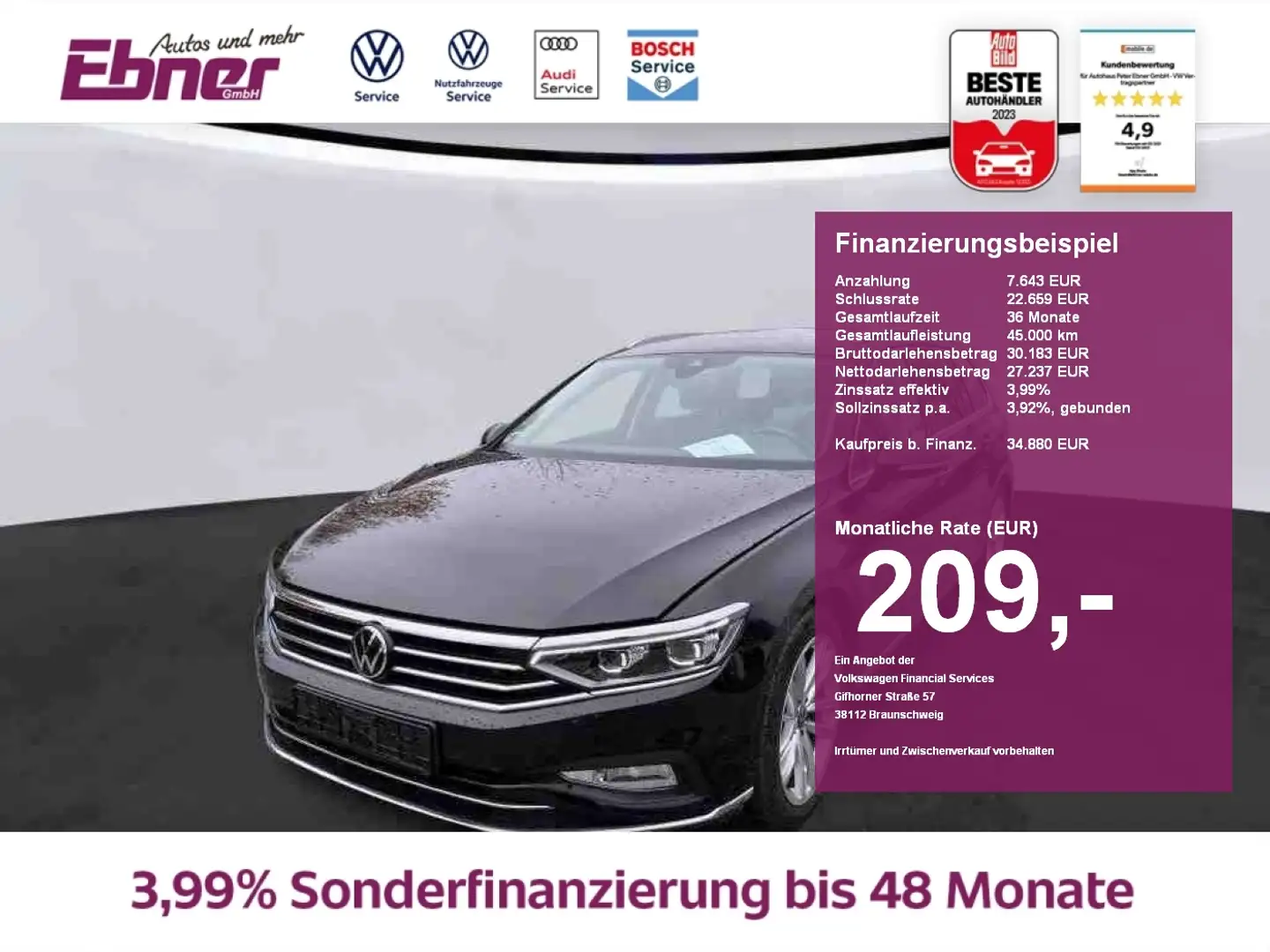 Volkswagen Passat Variant ELEGANCE 2.0TSI DSG PANO+STANDHZG+AHK+HEAD Schwarz - 1