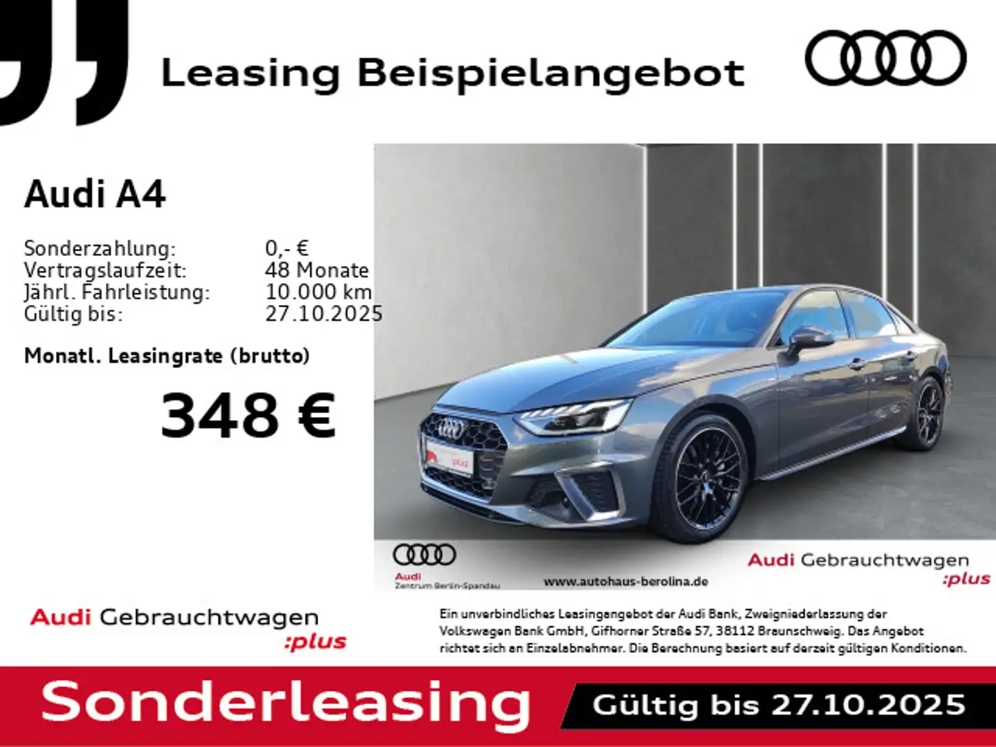 Audi A4 A4 Lim. 40 TDI S line S tronic *360°*HuD*NAV+* Gris - 1