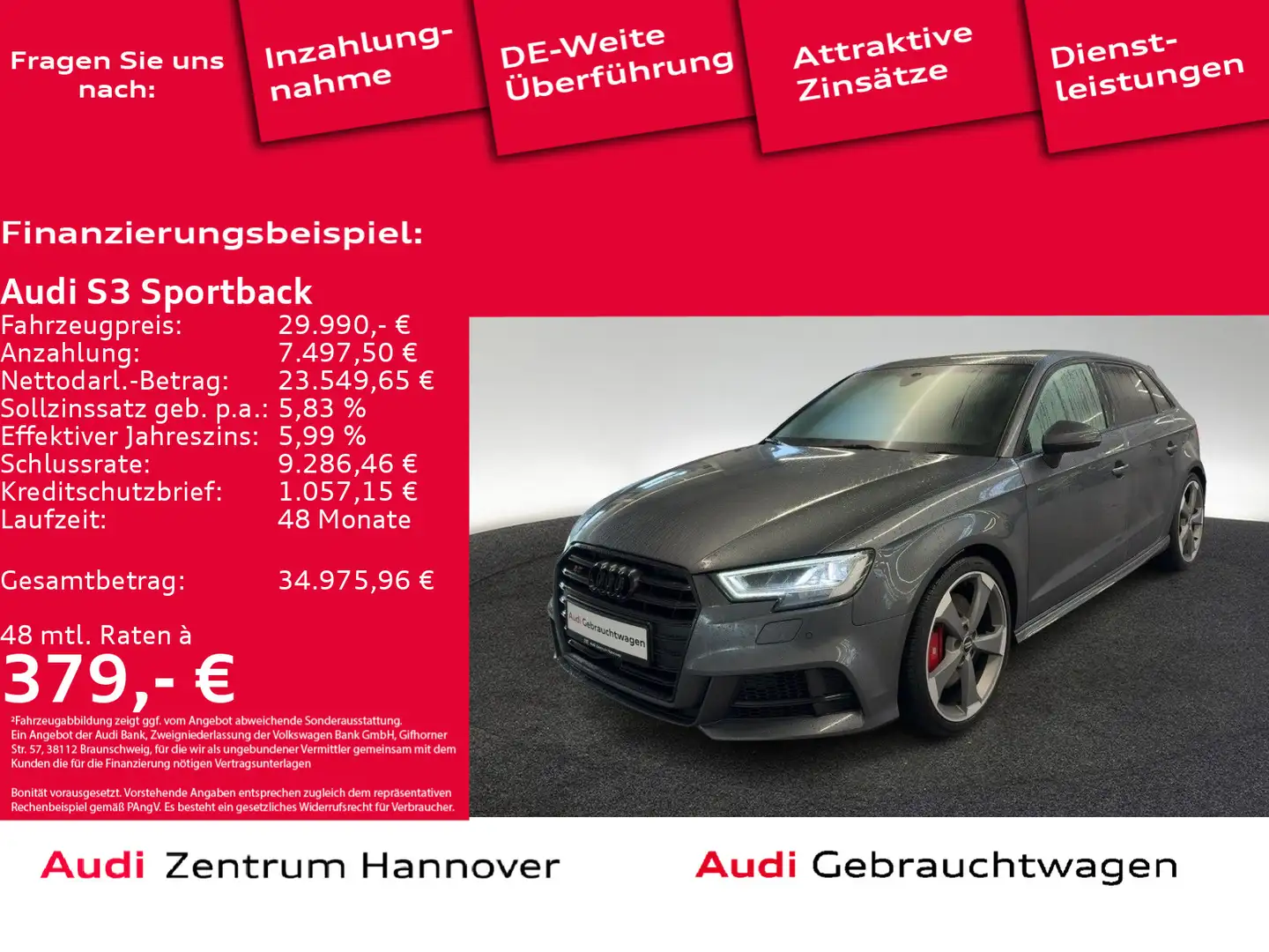 Audi S3 2.0 TFSI quattro Matrix B&O Kamera Grau - 1