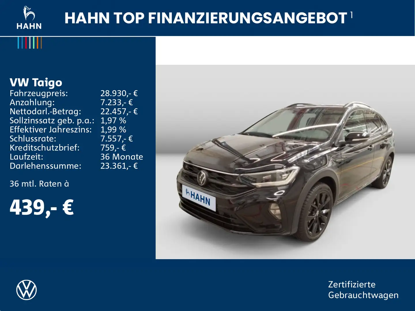 Volkswagen Taigo 1.5TSI DSG R-Line ACC Matrix PDC Sitzh Nav Schwarz - 2