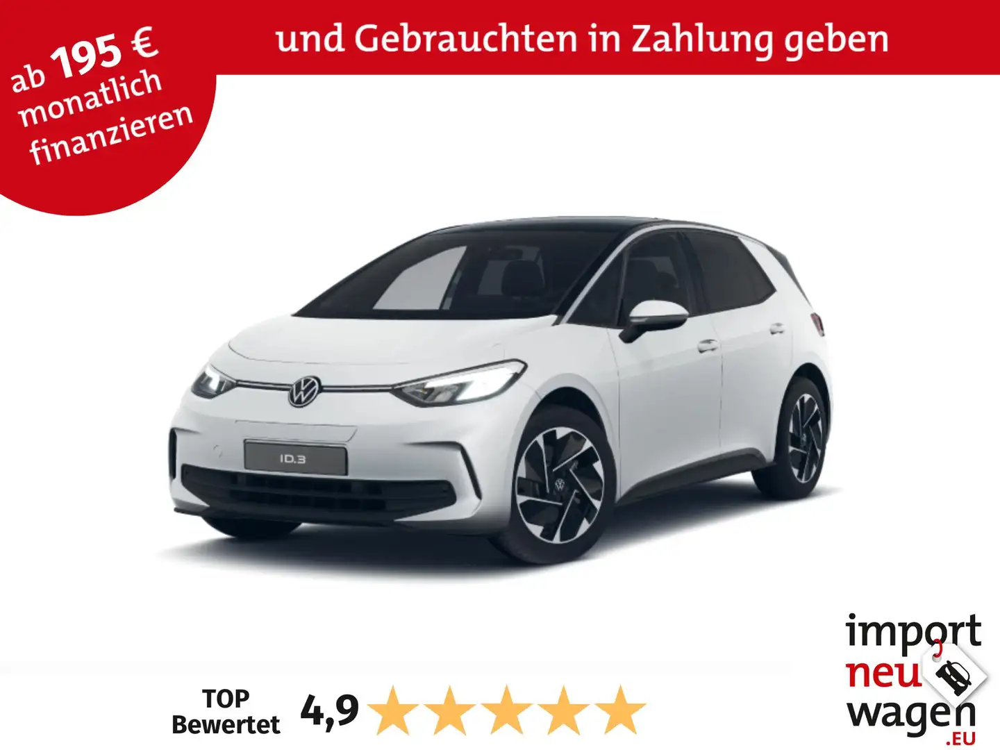 Volkswagen ID.3 Pure 52 kWh NAVI+KAMERA+SHZ+2-Z-Climatronic! Weiß - 1