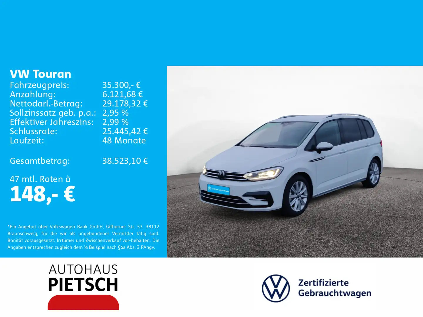 Volkswagen Touran 1.5 TSI Comfortline Weiß - 1