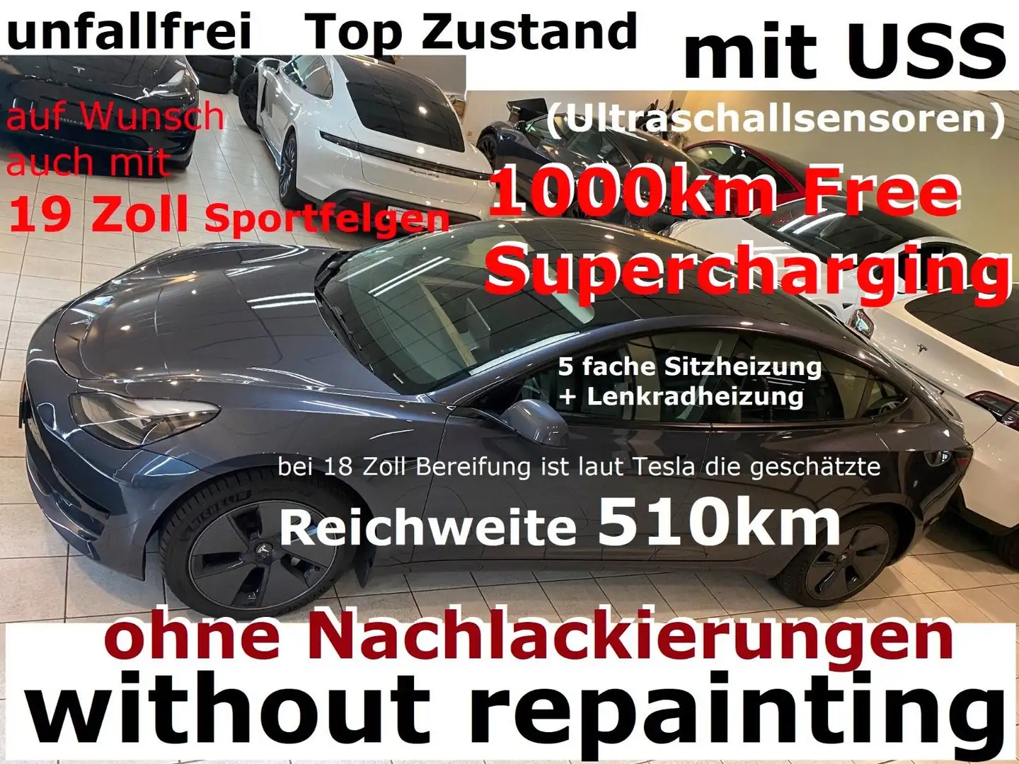 Tesla Model 3 1000km FREE SUPERCHARGE kaufe Tesla an Grau - 1