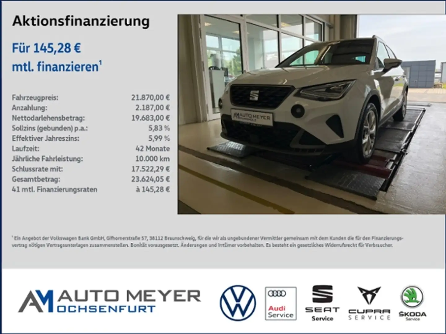 SEAT Arona FR-Line 1.0 TSI DSG Navi Rückfahrkamera LED ACC Wit - 1