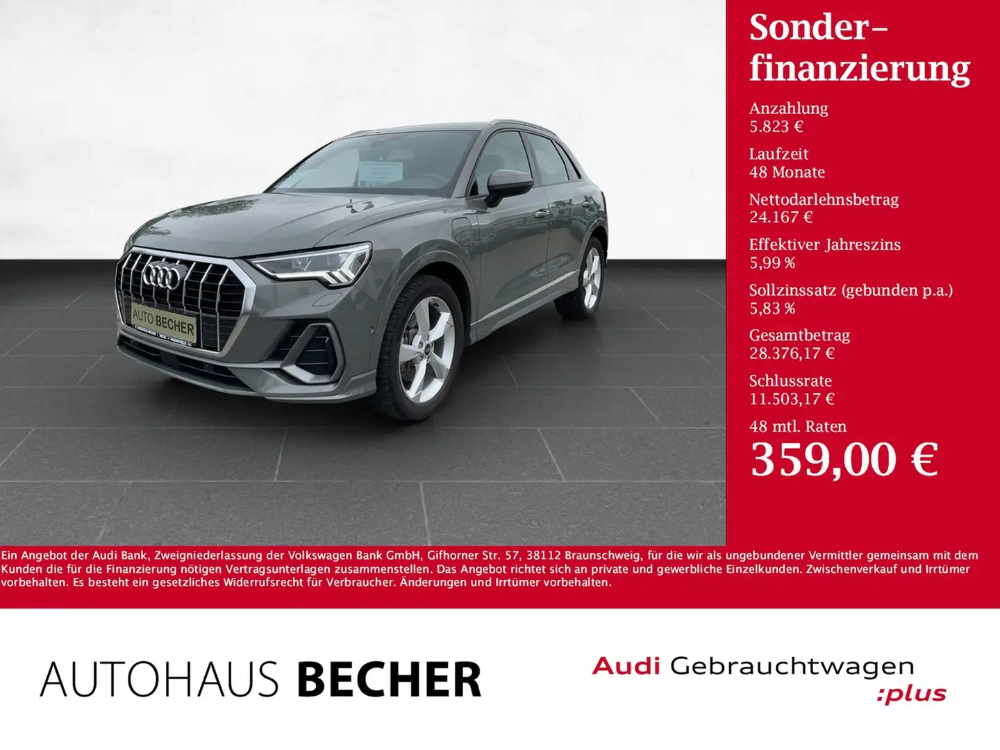 Audi Q3 S line 45 TFSI e S tronic /AHK/Navi/LED/Klima Grijs - 1