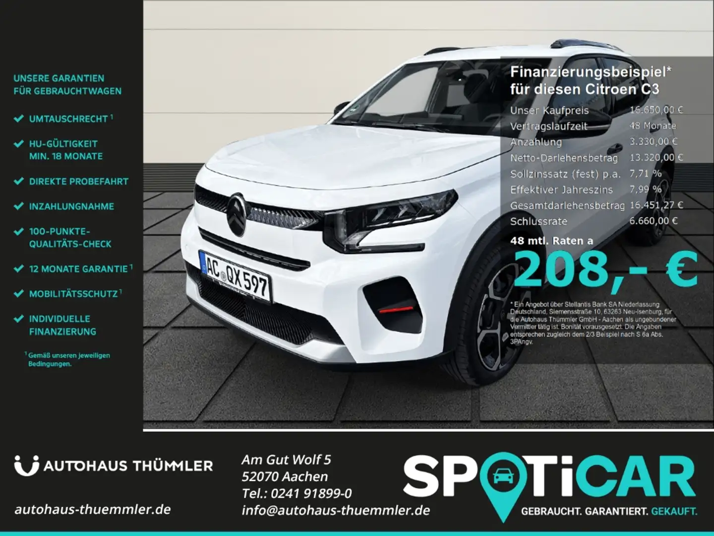 Citroen C3 Turbo Plus 1.2 PureTech 100 EU6e HUD LED Apple Car Weiß - 1