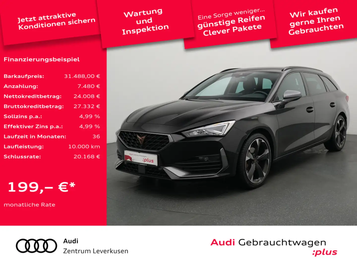 CUPRA Leon ST DSG ACC NAVI AHK KAM LED KLIMA SHZ Schwarz - 1