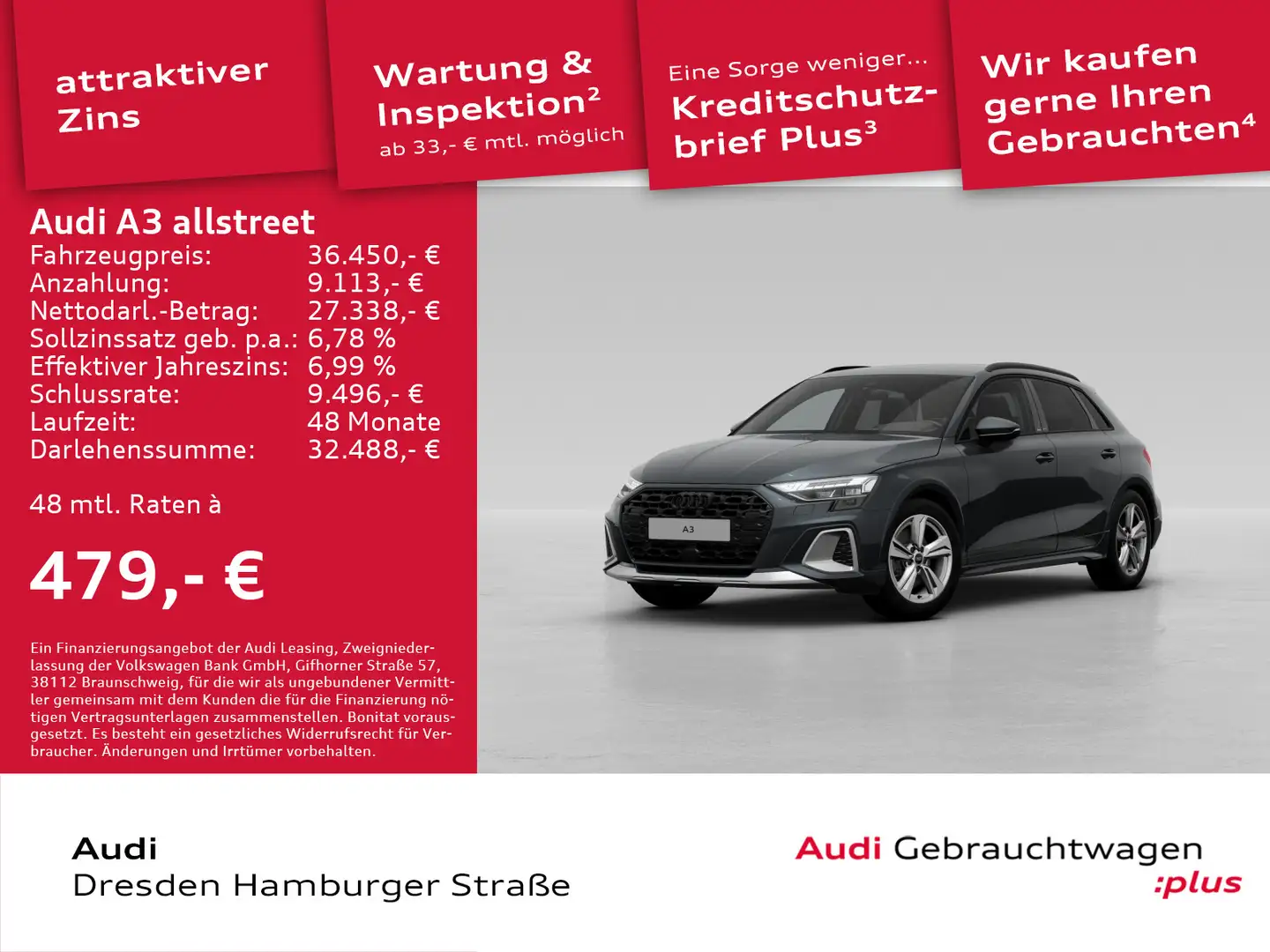 Audi A3 35 TDI S tronic SONOS Head-up LED-S Grau - 1