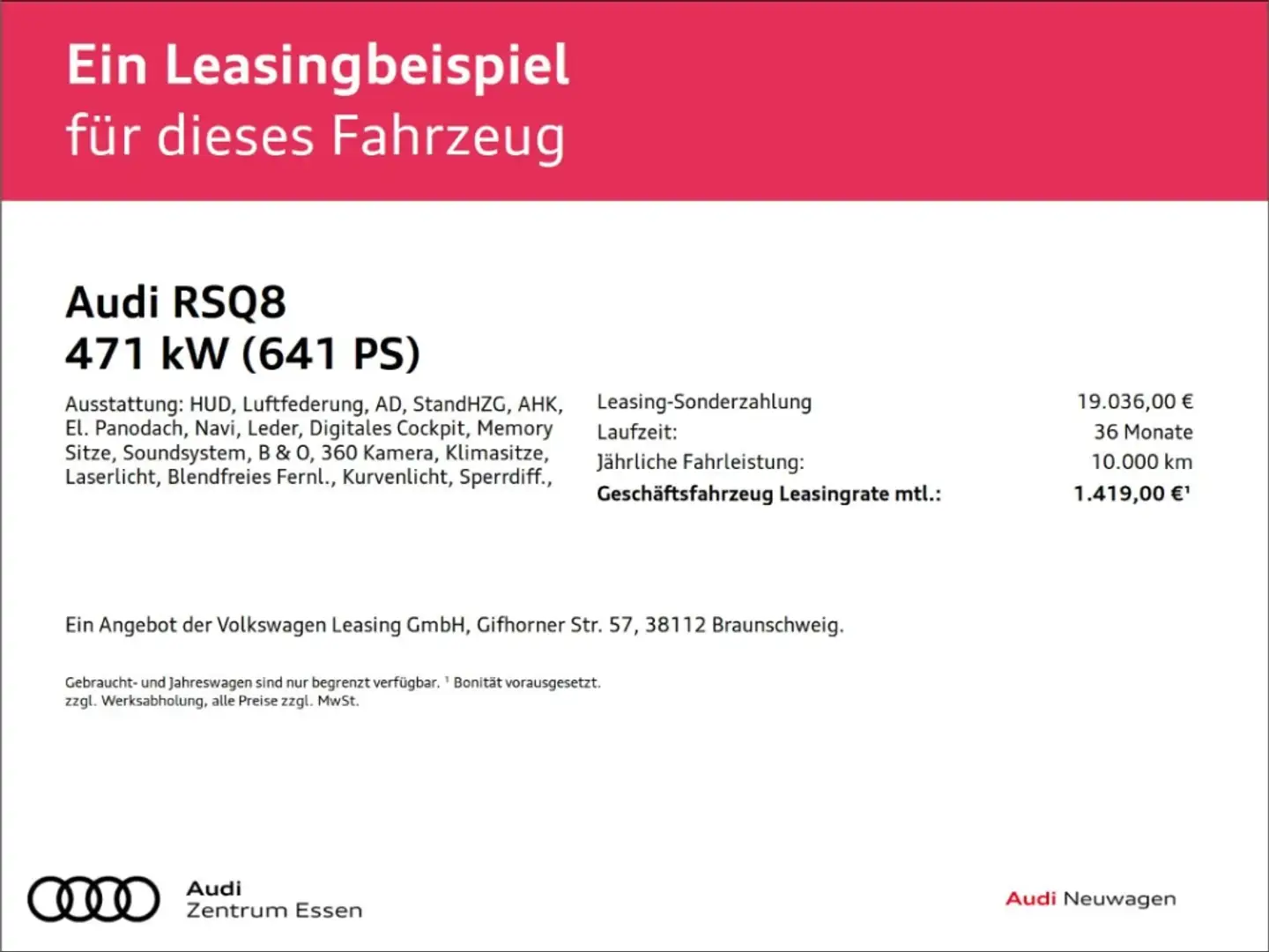 Audi RS Q8 SUV PERFORMANCE KERAMIK HuD PANO B&O Schwarz - 2