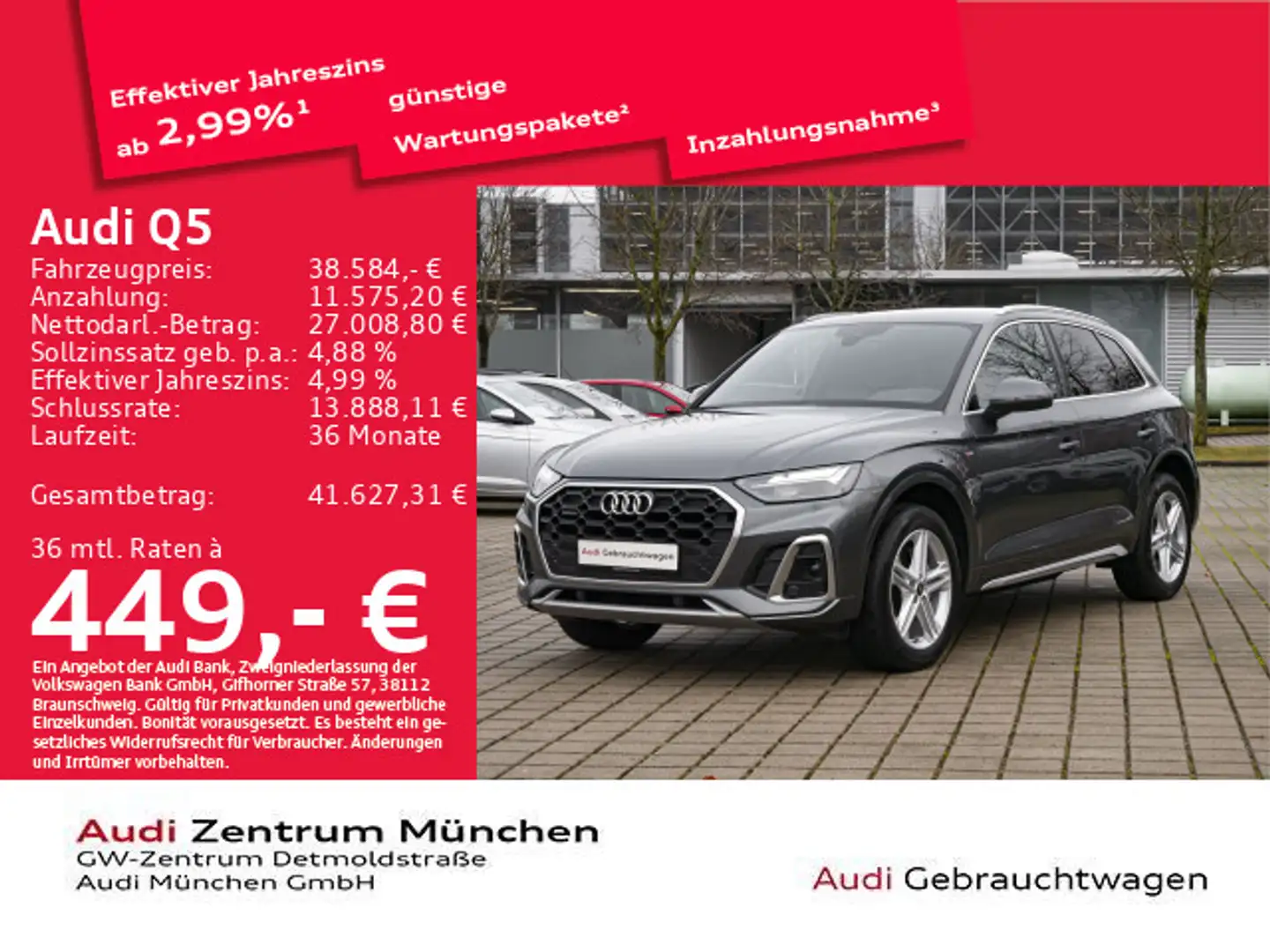 Audi Q5 40 TDI qu. S tronic 2x S line AHK/Virtual+/Ka Grau - 1