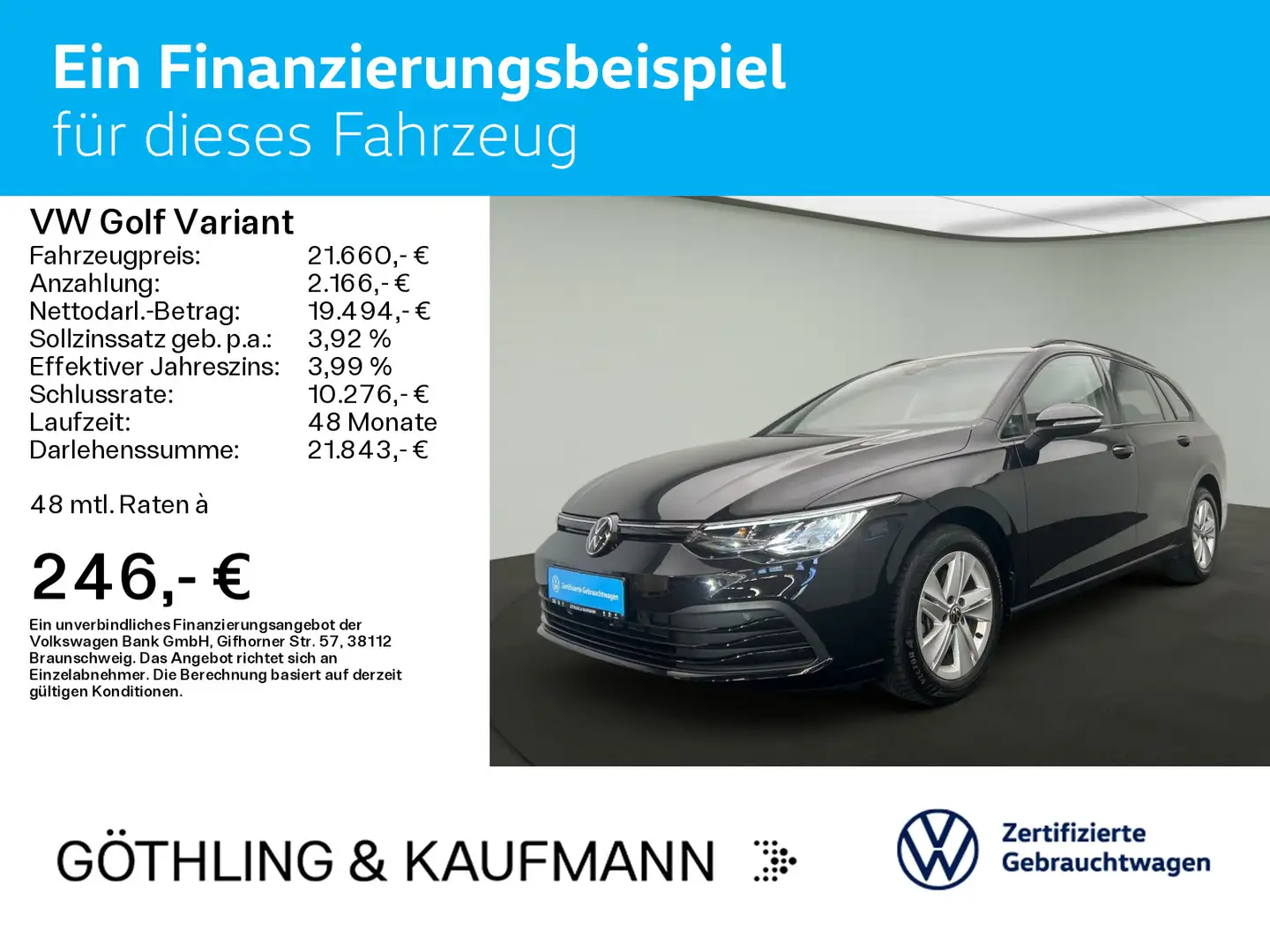 Volkswagen Golf Variant Life 2.0 TDI 85kW*NAVI*SHZ*ACC*APP* Schwarz - 2