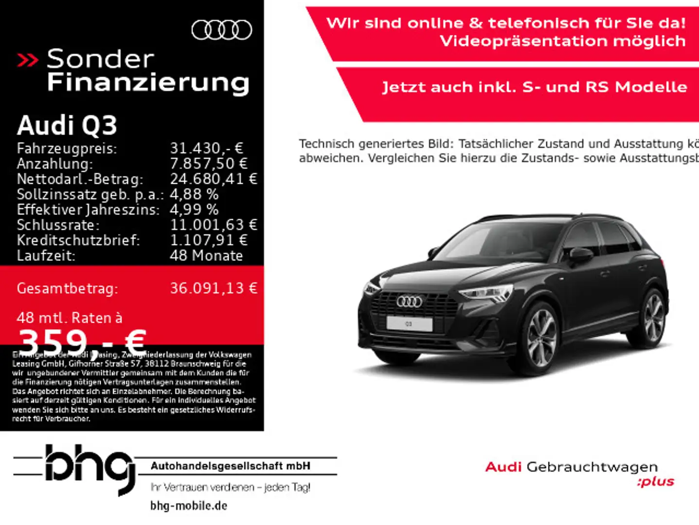 Audi Q3 35 TDI S tronic S line Schwarz - 1