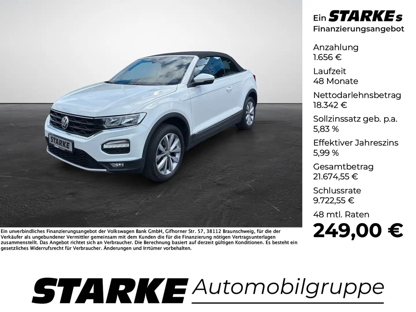 Volkswagen T-Roc Cabriolet 1.0 TSI Style Weiß - 1