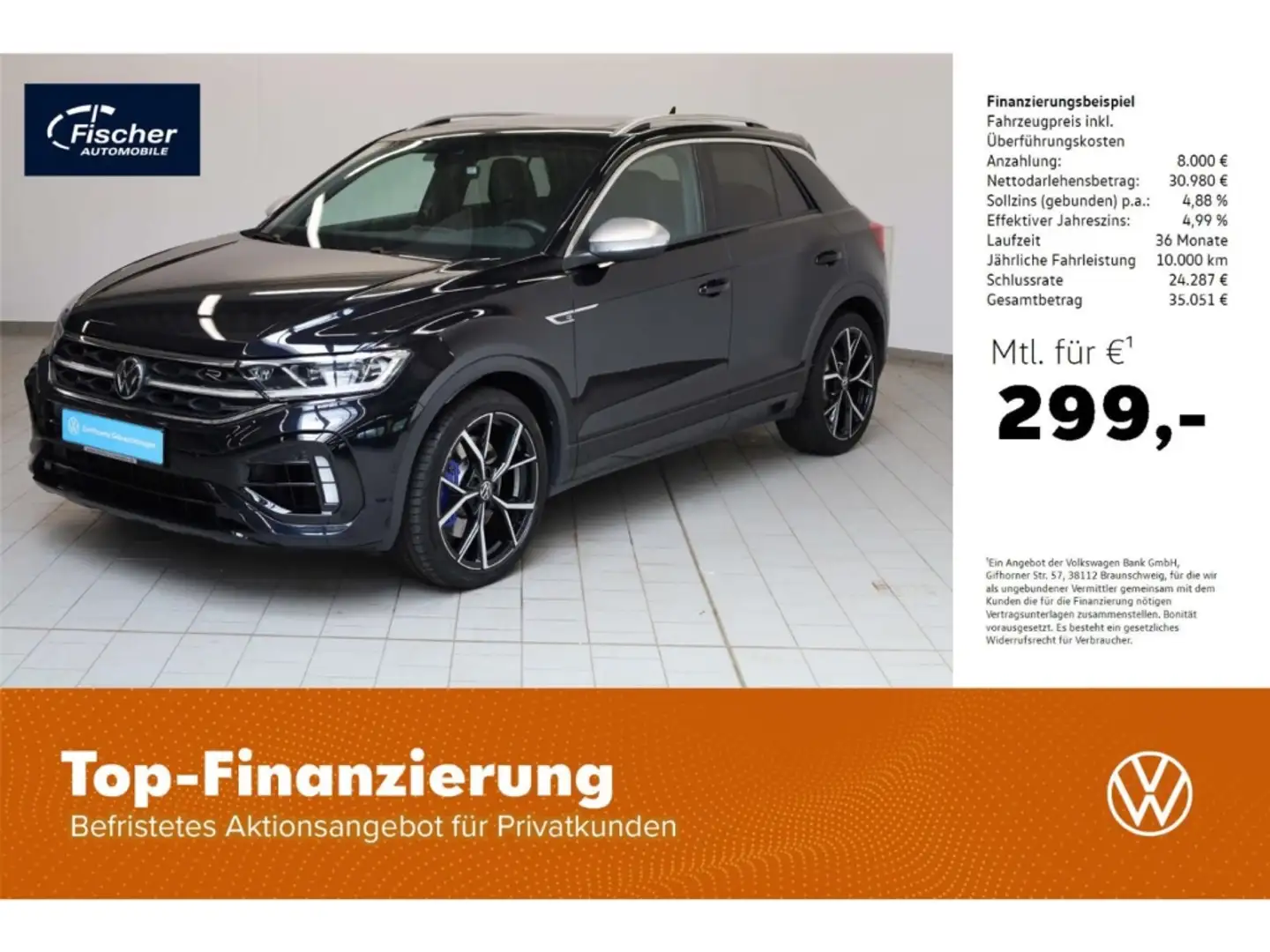 Volkswagen T-Roc 2.0 TSI 4Mot. R DSG AKRA/AHK/Matrix/P-Dach Schwarz - 1
