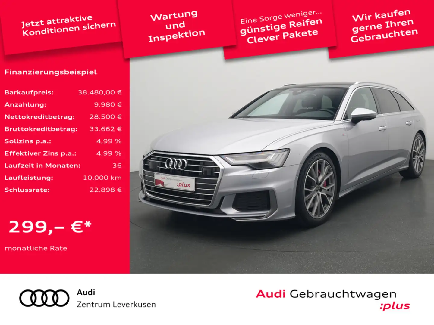 Audi A6 Avant e quattro Sport PANO B&O AHK KAM SHZ Silber - 1