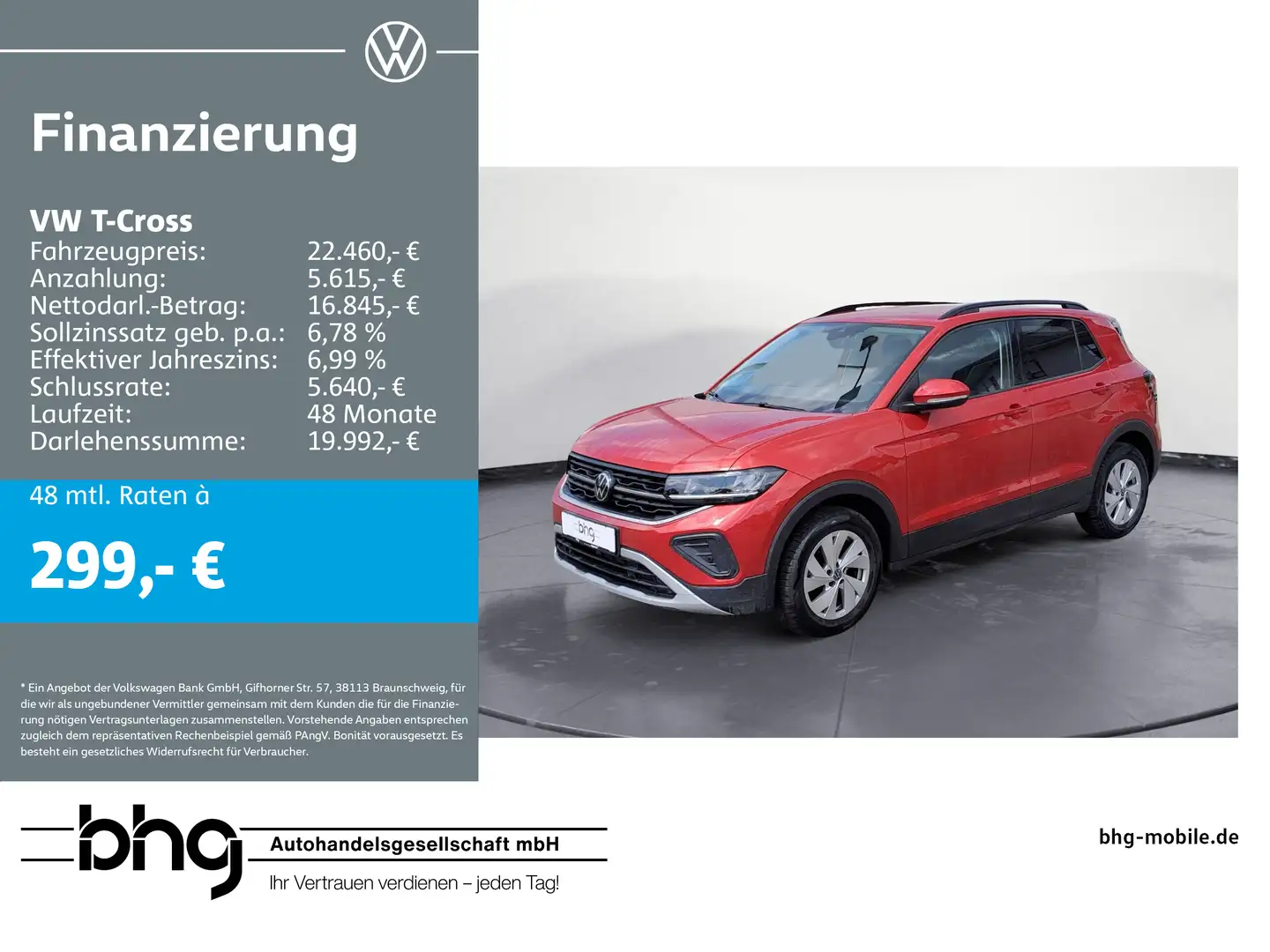Volkswagen T-Cross LIFE 1.0 TSI DSG *DAB*EINPARKHILFE*DAB* Rot - 1
