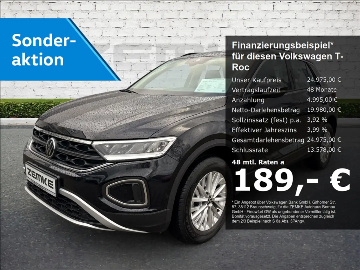 Volkswagen T-Roc 1.0 TSI 3,99% Life StandHZG Navi digitales Cockpit Zwart - 1