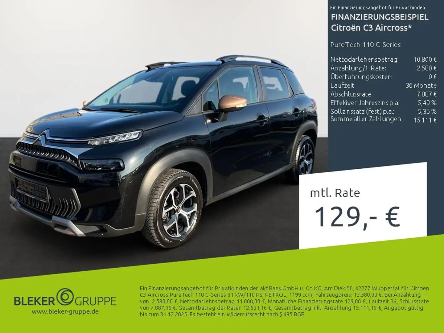 Citroen C3 Aircross PureTech 110 C-Series Noir - 1